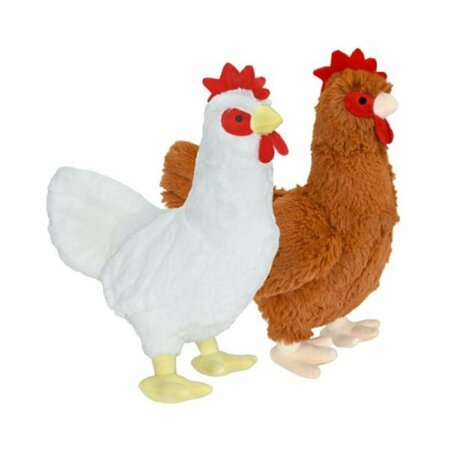 PETPRIDE 20 in. Plush Chicken Dog Toy, Brown & White, 3PK PE3244638